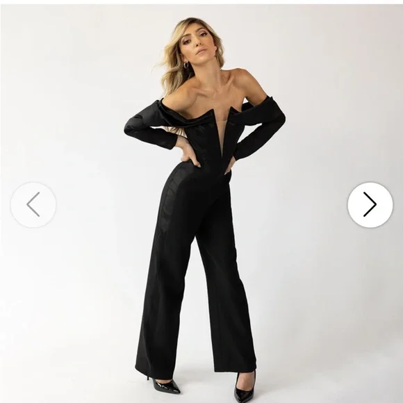 Off the shoulder long sleeve jumpsuit
